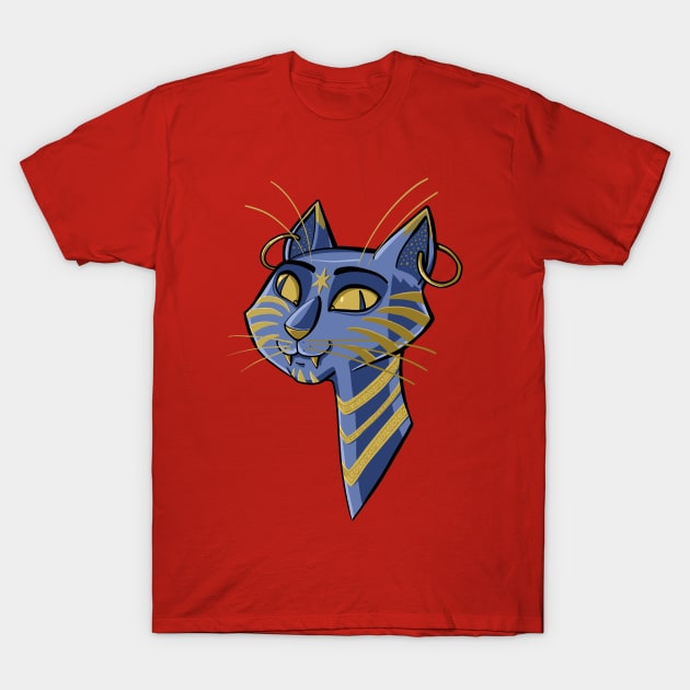 Head of Egyptian cat with earrings in ears T-Shirt by duxpavlic